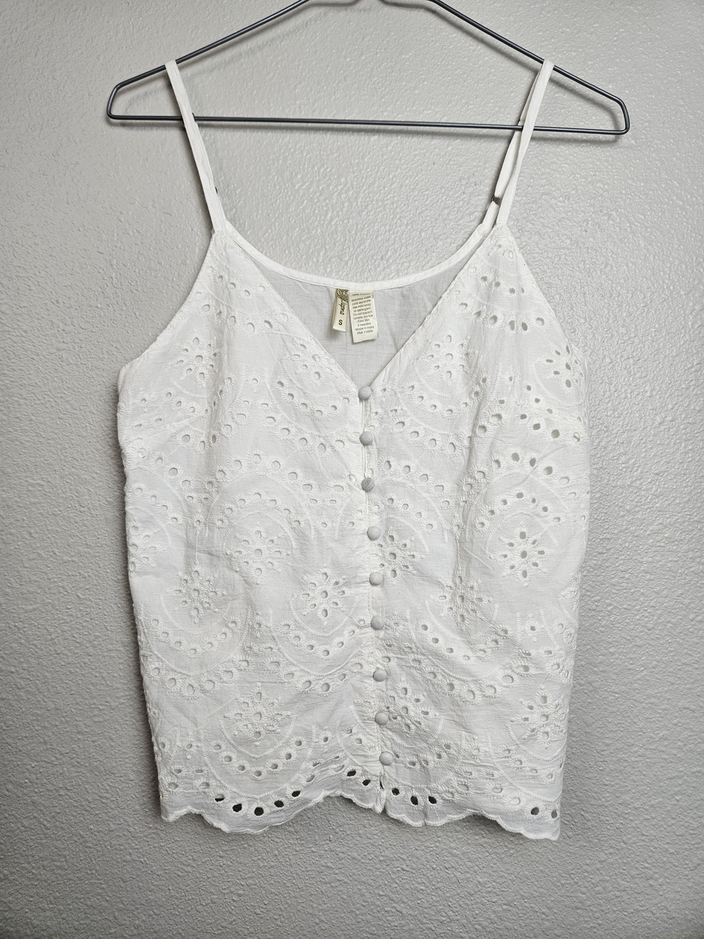 White Eyelet Button-Front Camisole Top Small